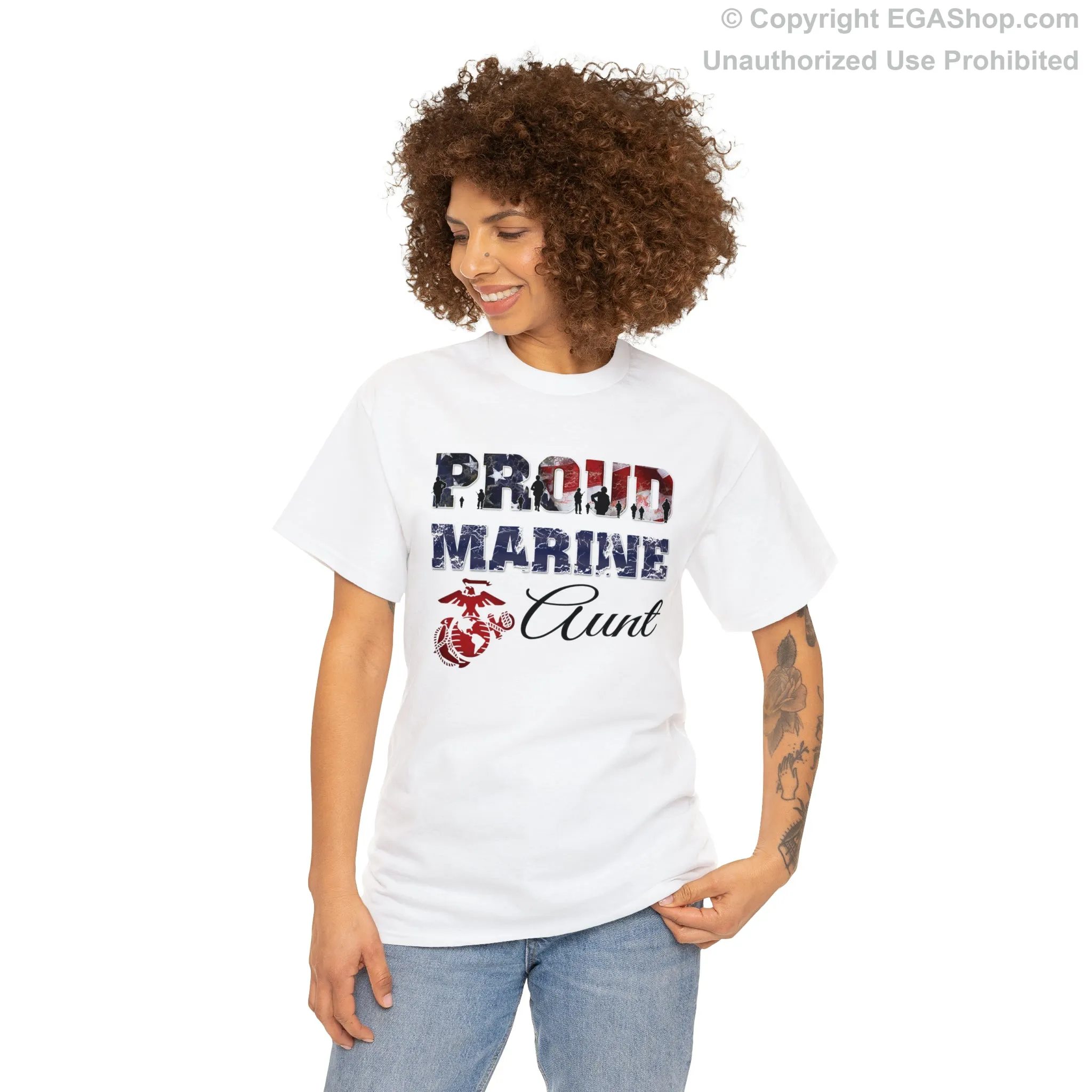 T-Shirt Proud Marine Aunt (Your Choice of Colors)