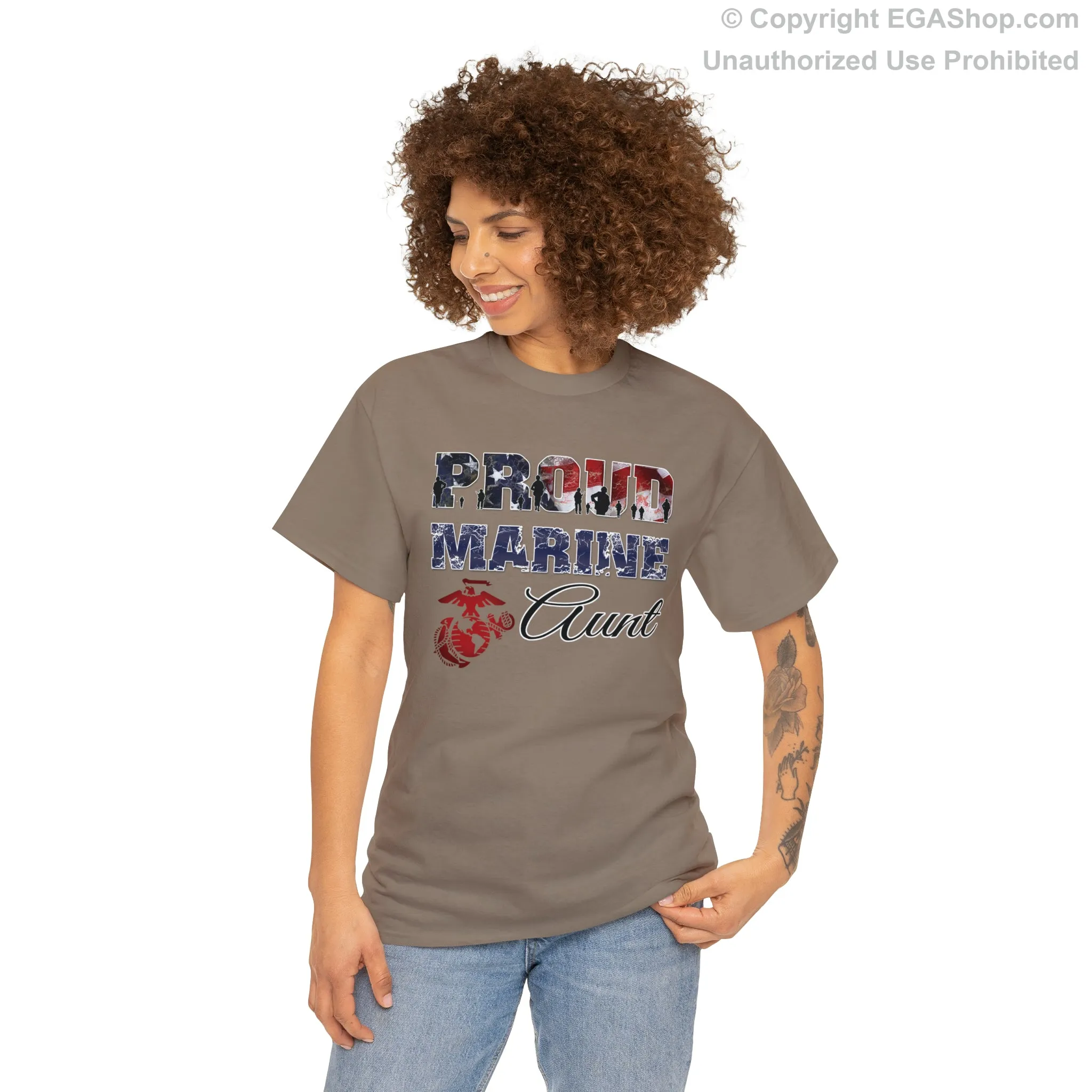 T-Shirt Proud Marine Aunt (Your Choice of Colors)