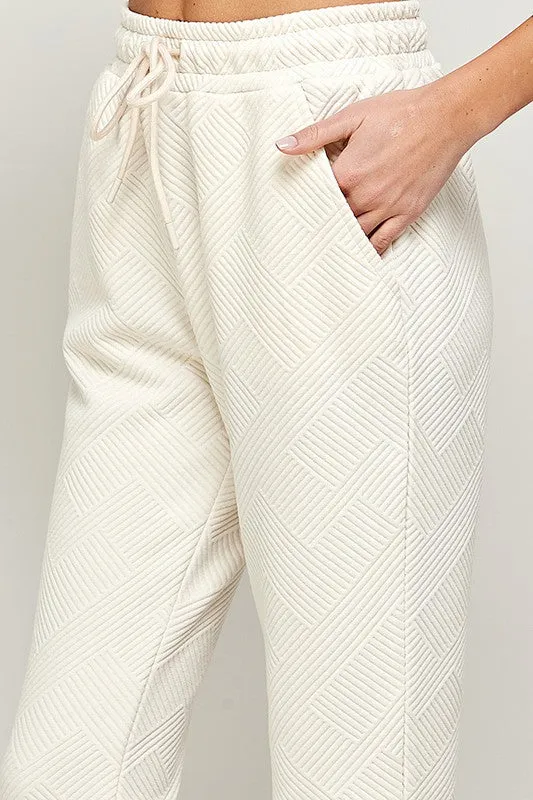 Textured Jogger Pants - Cream