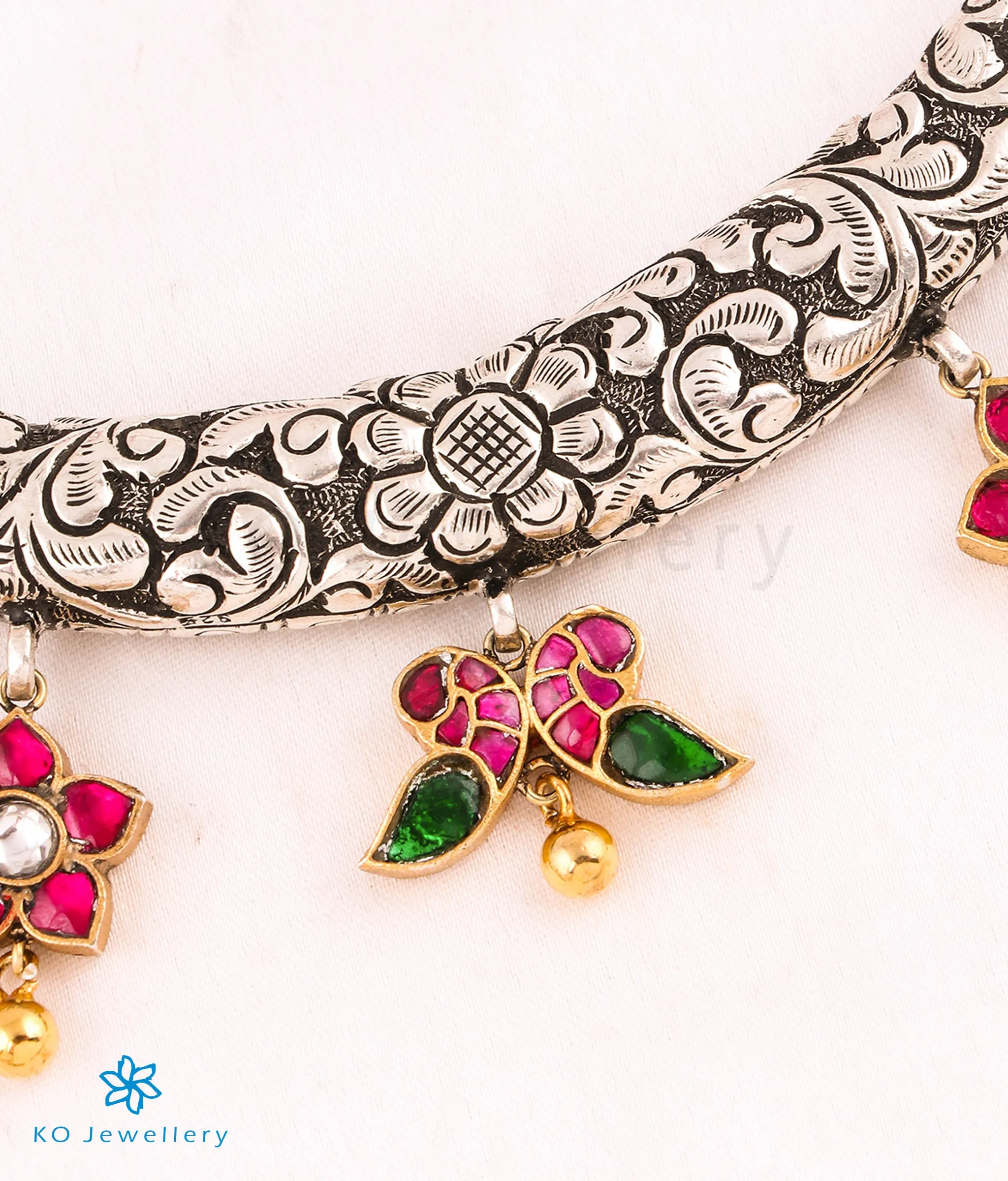 The Shams Silver Kundan-Jadau Necklace (2 tone)