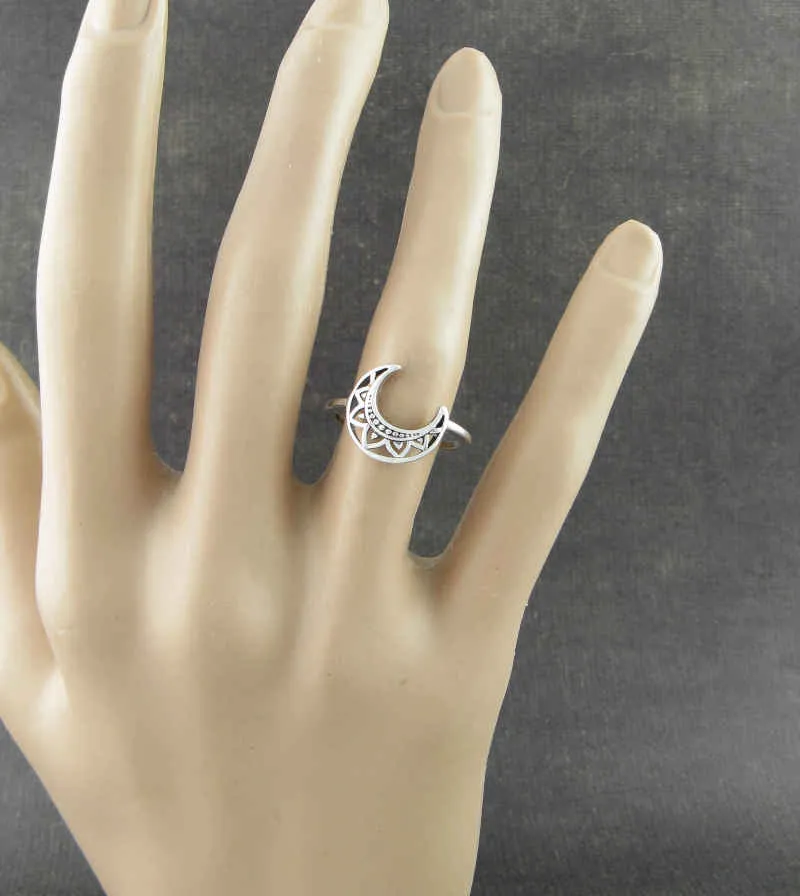 Tribal Crescent Moon Ring