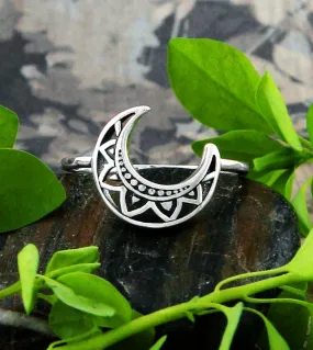 Tribal Crescent Moon Ring