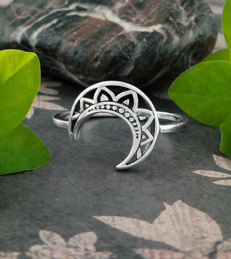 Tribal Crescent Moon Ring