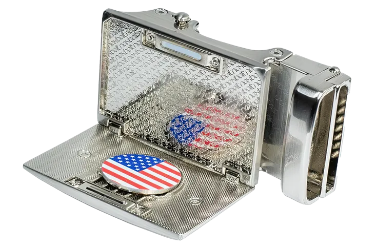 USA Flag Beveled Golf Buckle, Fits 1 3/8 Straps