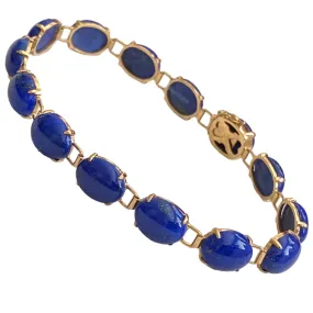 Vintage 14K Yellow Gold Lapis Lazuli Bracelet