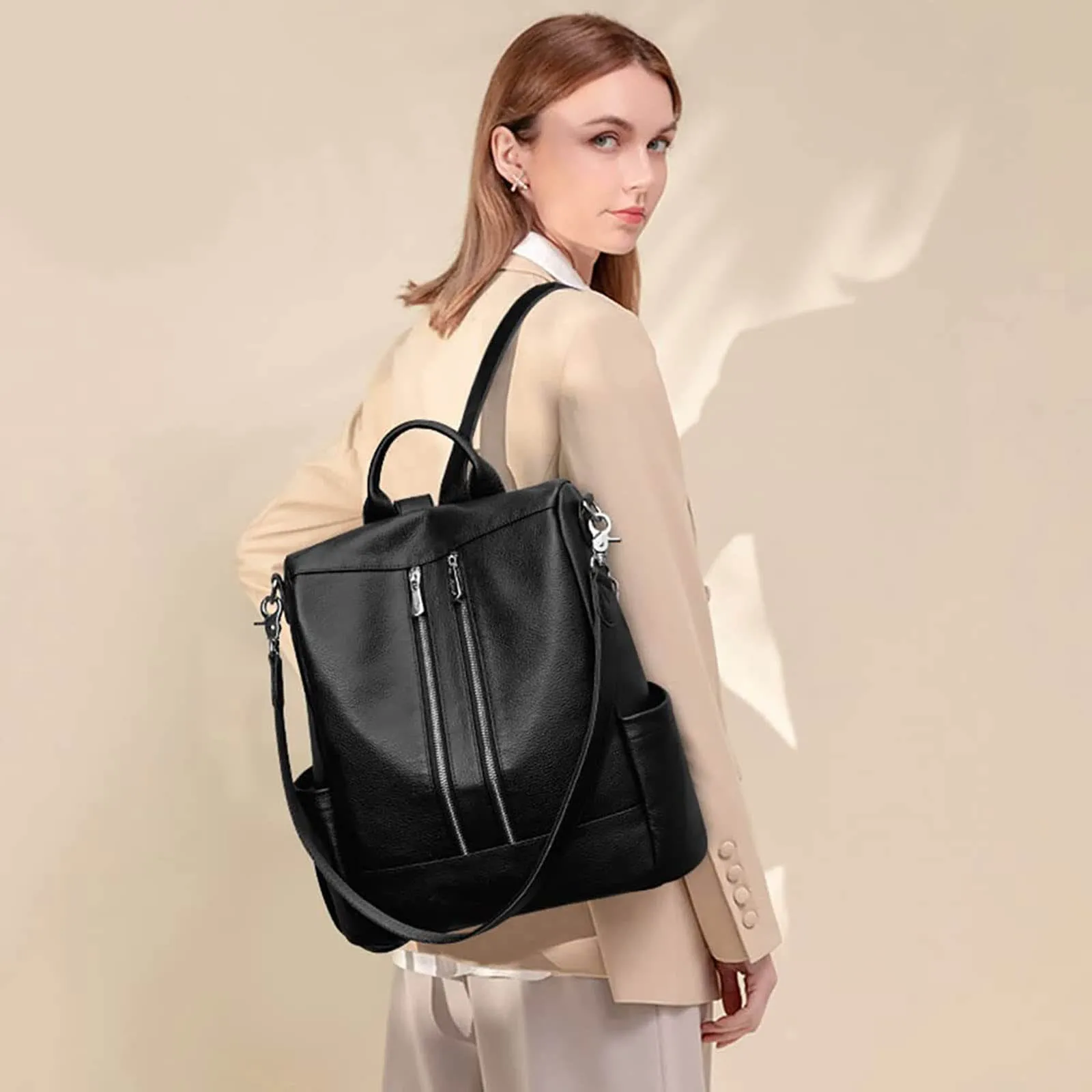 Women Anti-theft Genuine Leather Backpack