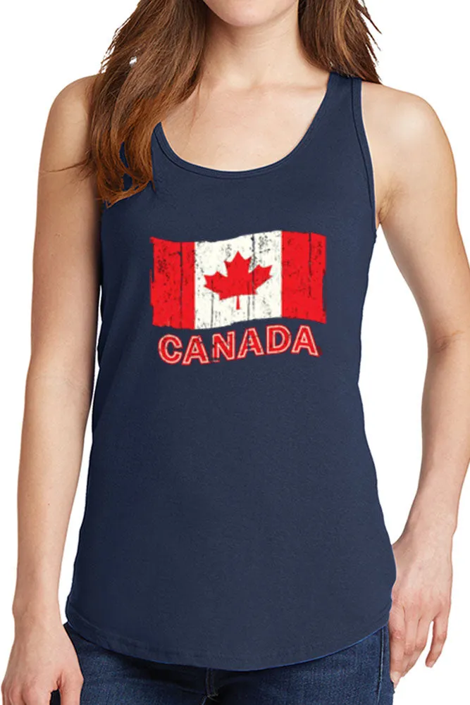 Women's Canadian Flag Red and White Core Cotton Tank Tops -XS~4XL