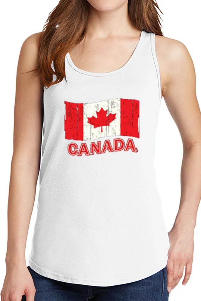 Women's Canadian Flag Red and White Core Cotton Tank Tops -XS~4XL