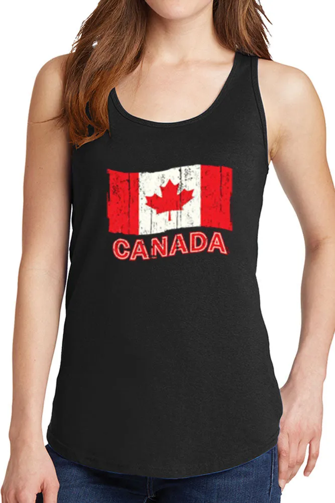 Women's Canadian Flag Red and White Core Cotton Tank Tops -XS~4XL