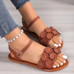 Women's Casual Flower Buckle Flat Sandals 20677204S