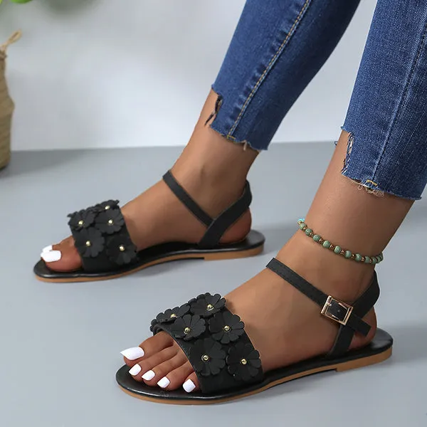 Women's Casual Flower Buckle Flat Sandals 20677204S